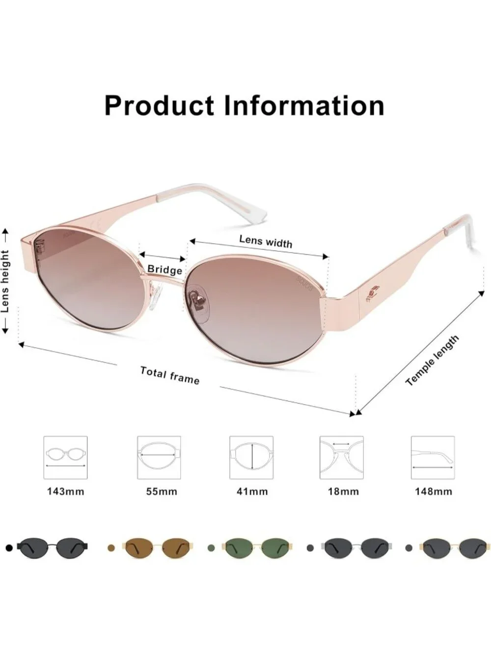 Women's Rose Gold Pink Lens Oval Trendy Shades UV400 Protection Sunglasses